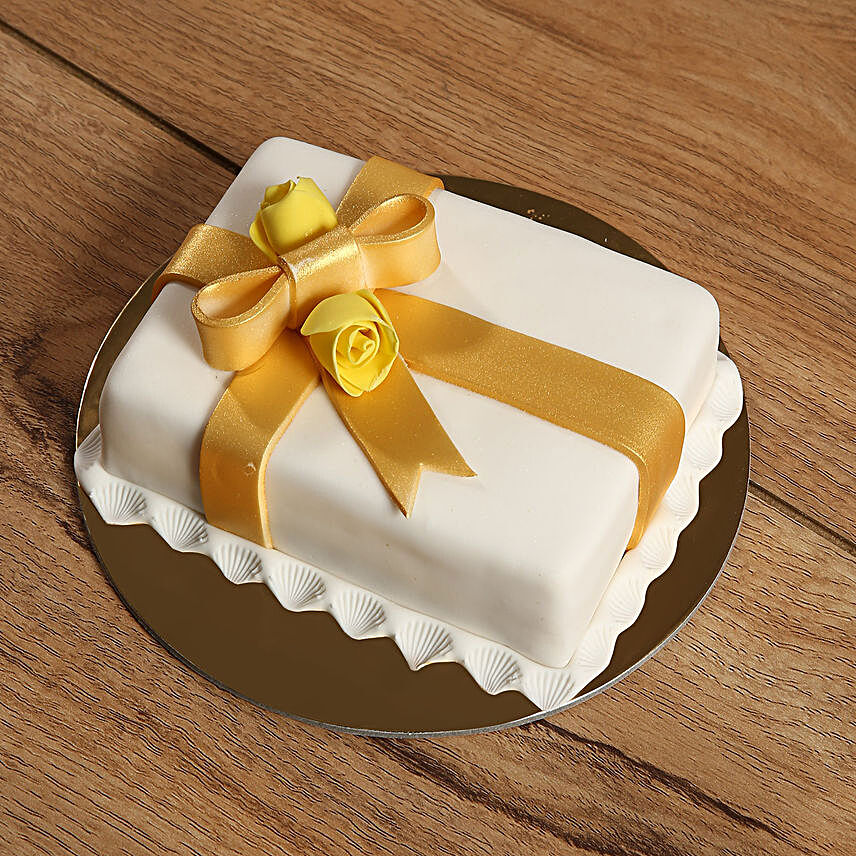 Designer Gift Wrapped Mono Cake:Send Cakes for Anniversary