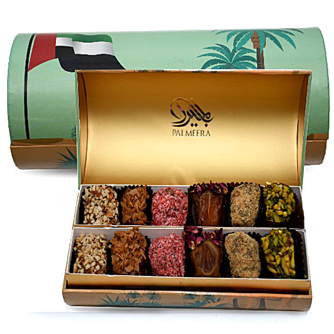 Beautiful Box Of Stuffed Dates 12 Pcs uae Gift Beautiful Box Of