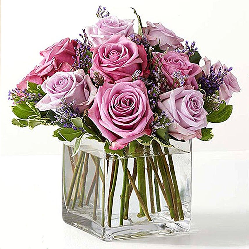 Vase Of Royal Purple Roses:Same Day Flower Arrangements in Dubai UAE
