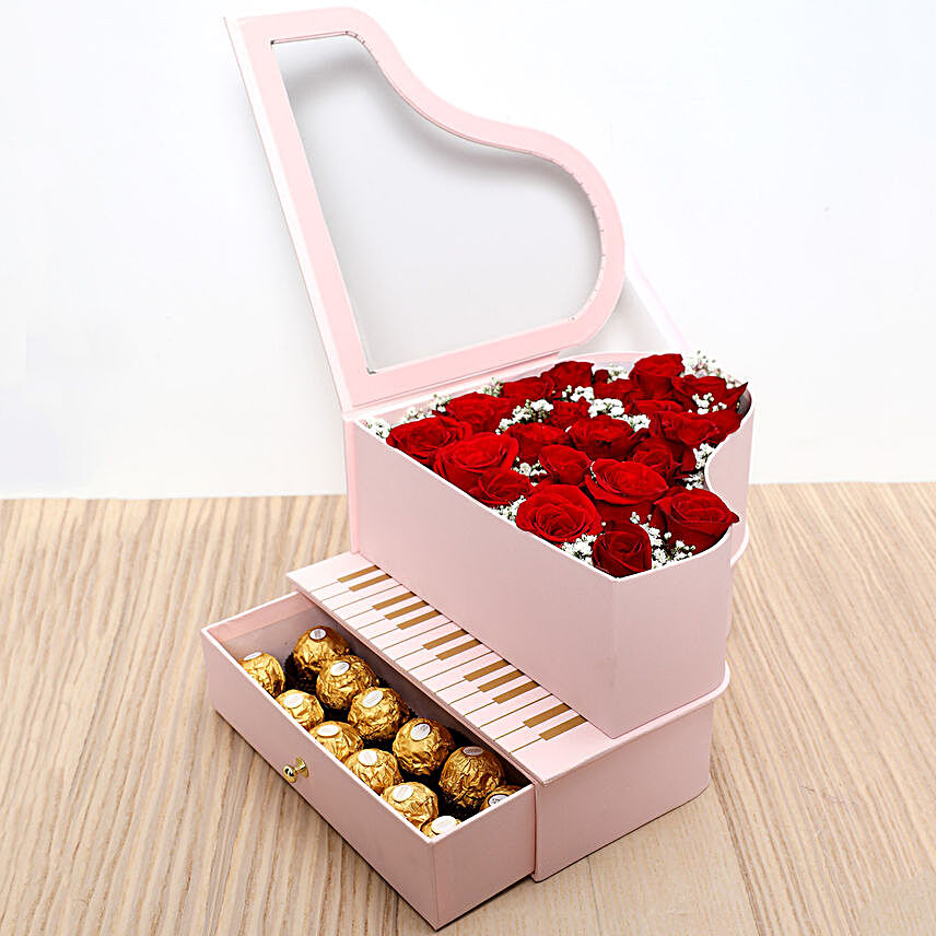 Roses and Chocolates Pink Heart Box