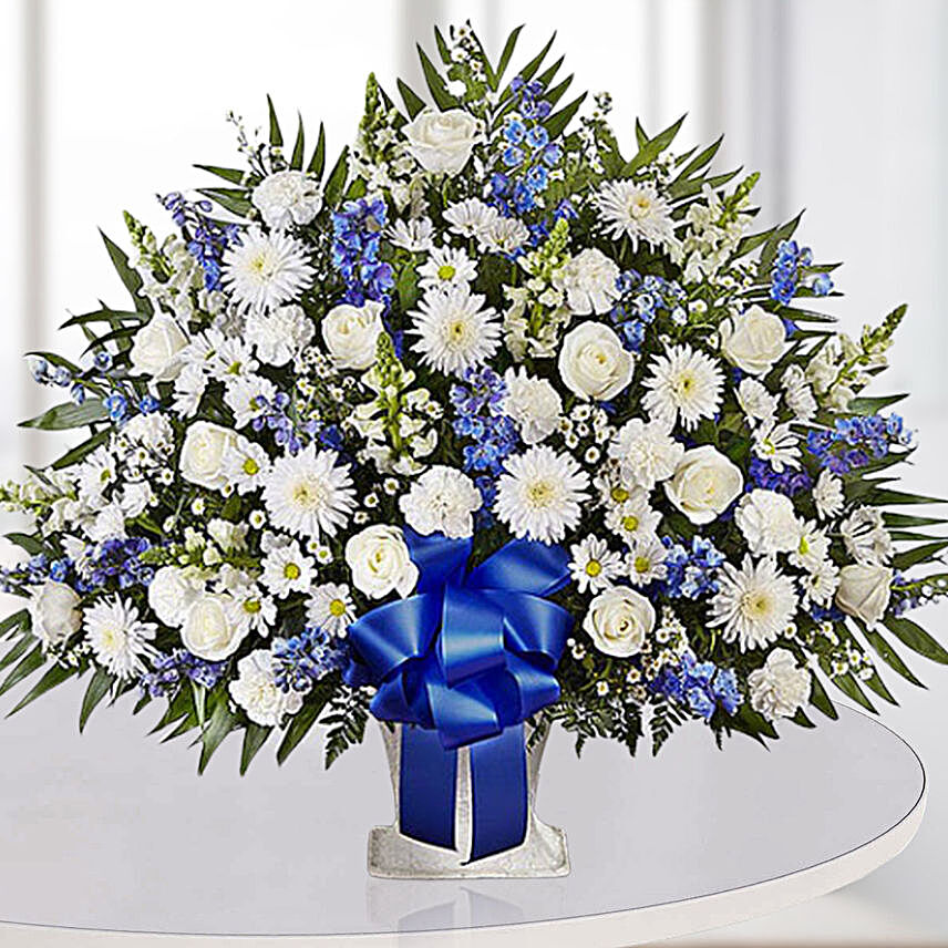 Luxurious Blue N White Flower Arrangement