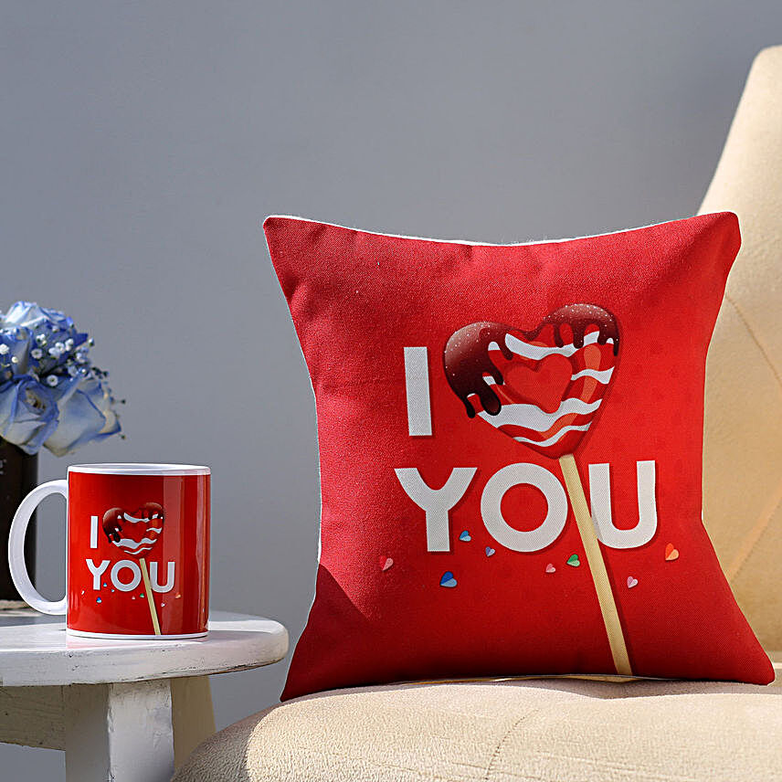 I Love You Coffee Mug And Cushion Combo
