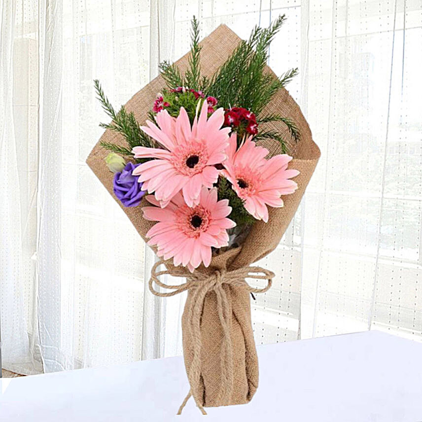 Pink Gerberas Chic Bunch:Send Thanks Giving Gifts to UAE