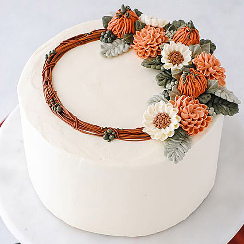 Thanksgiving Theme Cake 12 Portion:Thanksgiving Day Gift Delivery in UAE