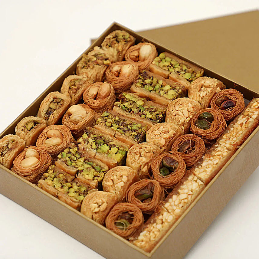 A Medium Box of Luxury Baklava Mix 875g:Birthday Sweets to UAE