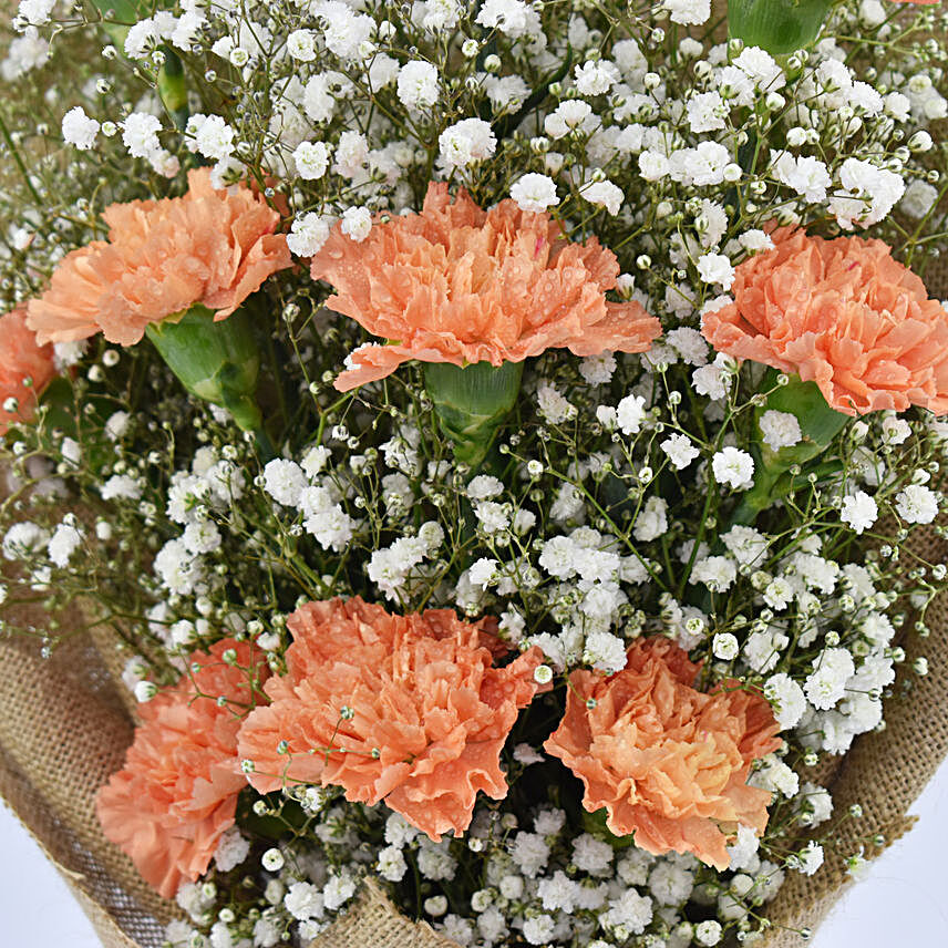 Lovely Orange Carnations Bouquet:Dubai Flower Delivery