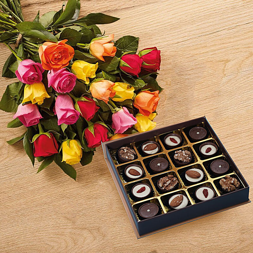 Beauty of Roses Bouquet n Chocolates:Send Flowers to UAE