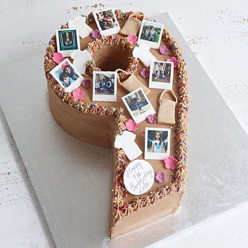 Number 9 Edible Photos Cake:Photo Cake Delivery in UAE