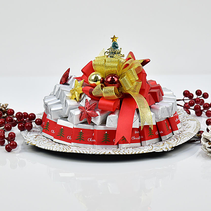 Christmas Chocolates White Platter:Business Gifts Dubai