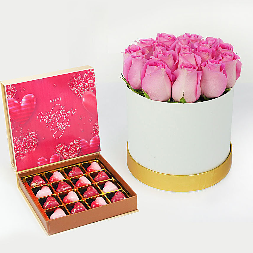 Pink Roses Beauty Box n Valentines Chocolate