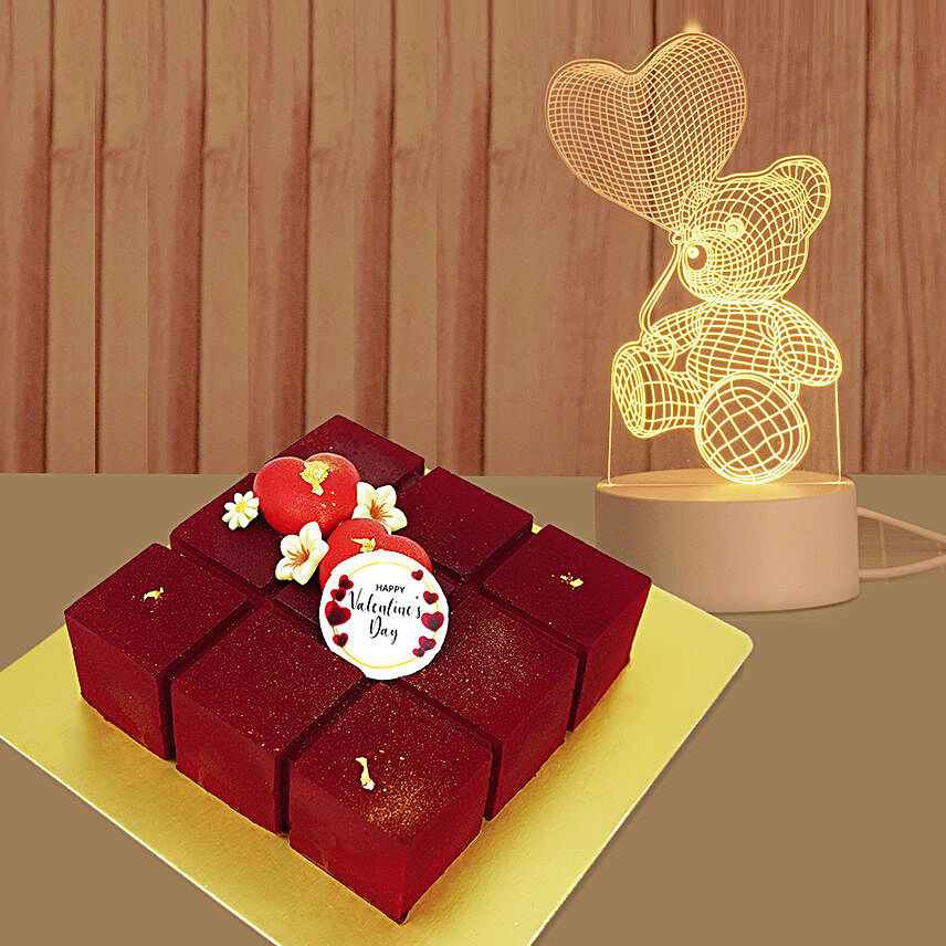 Valentines Day Cake n LED Teddy Lamp