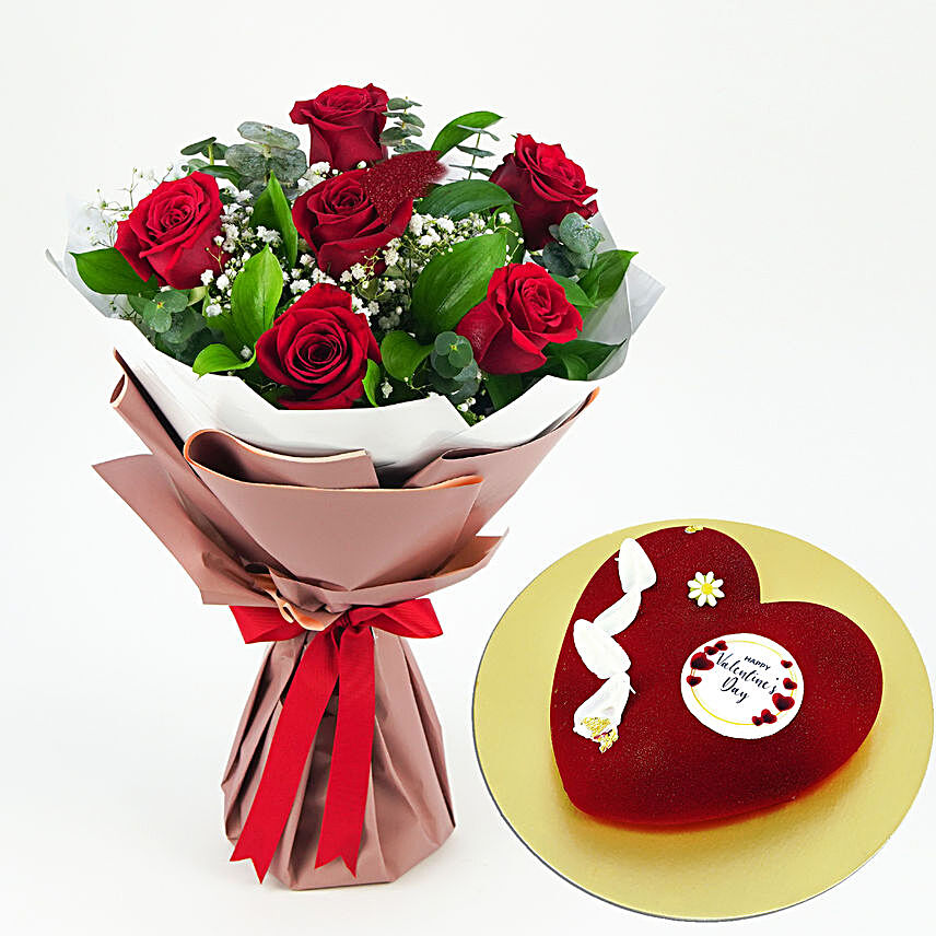 Cake With Roses Bouquet:Send Valentines Day Cakes to UAE