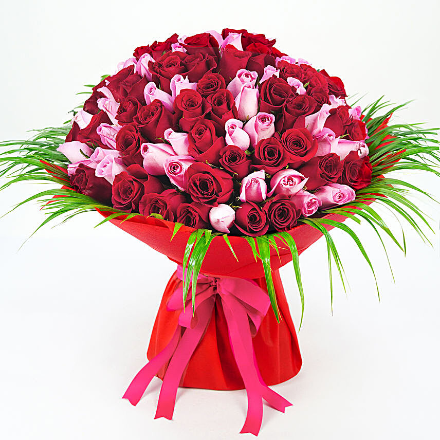 200 Pink and Purple Roses Bouquet:Valentine's Day Gift Delivery in UAE
