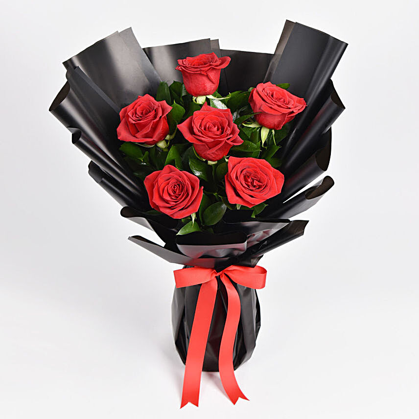 Bunch of Beautiful 6 Red Roses:Send Valentines Day Flowers to UAE
