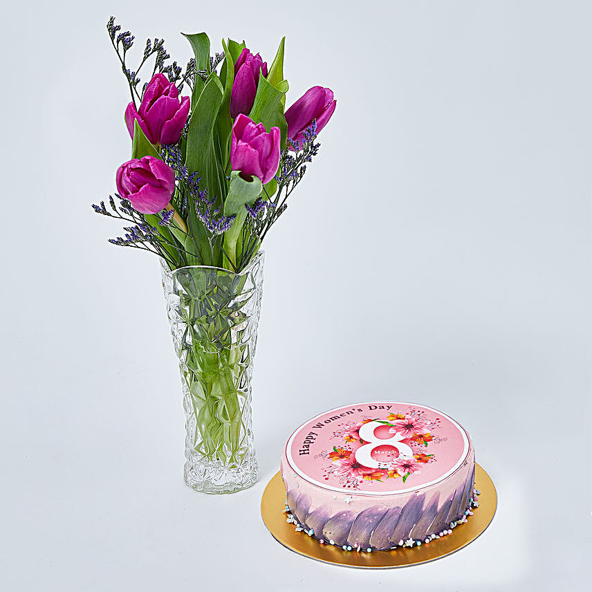 Tulips and Womens Day Cake