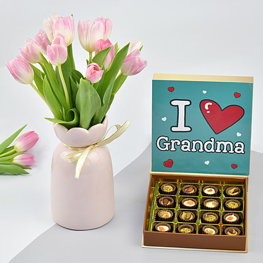 Tulips and Chocolate For Grandma