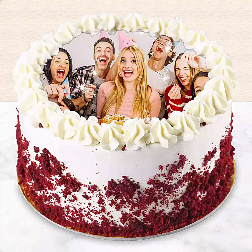 Red Velvet Photo Cake For Birthday:Photo Cake Delivery in UAE