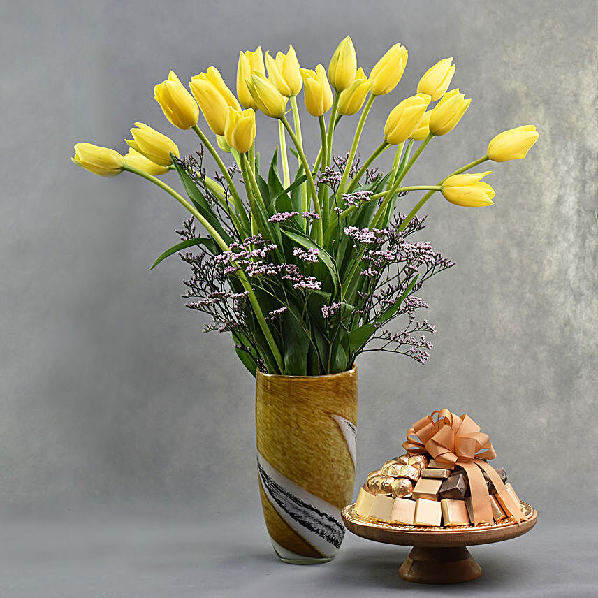 Yellow French Tulips with Patchi