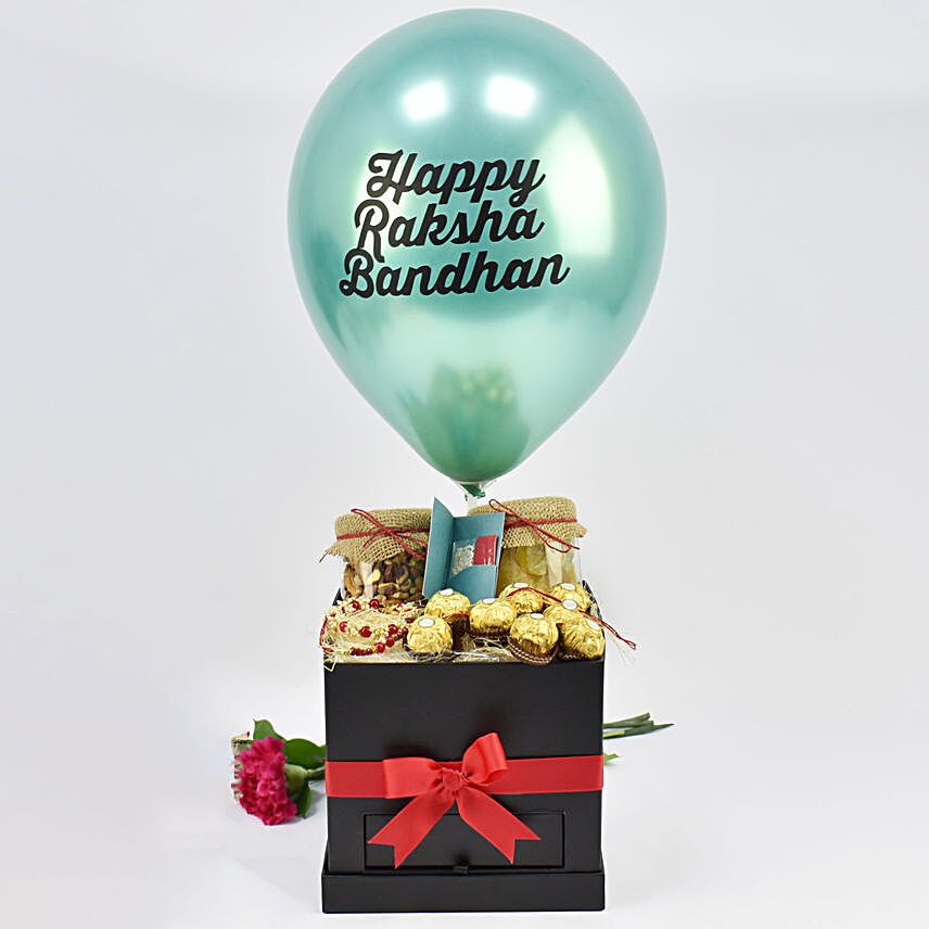 Exotic Raksha Bandhan Hamper With Balloon:Rakhi With Gift Hampers
