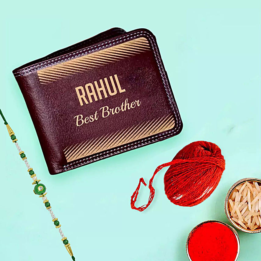 Personalised Mens Wallet With Rakhi