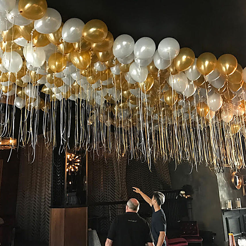 200 White and Gold Chrome Balloons:Balloons to UAE