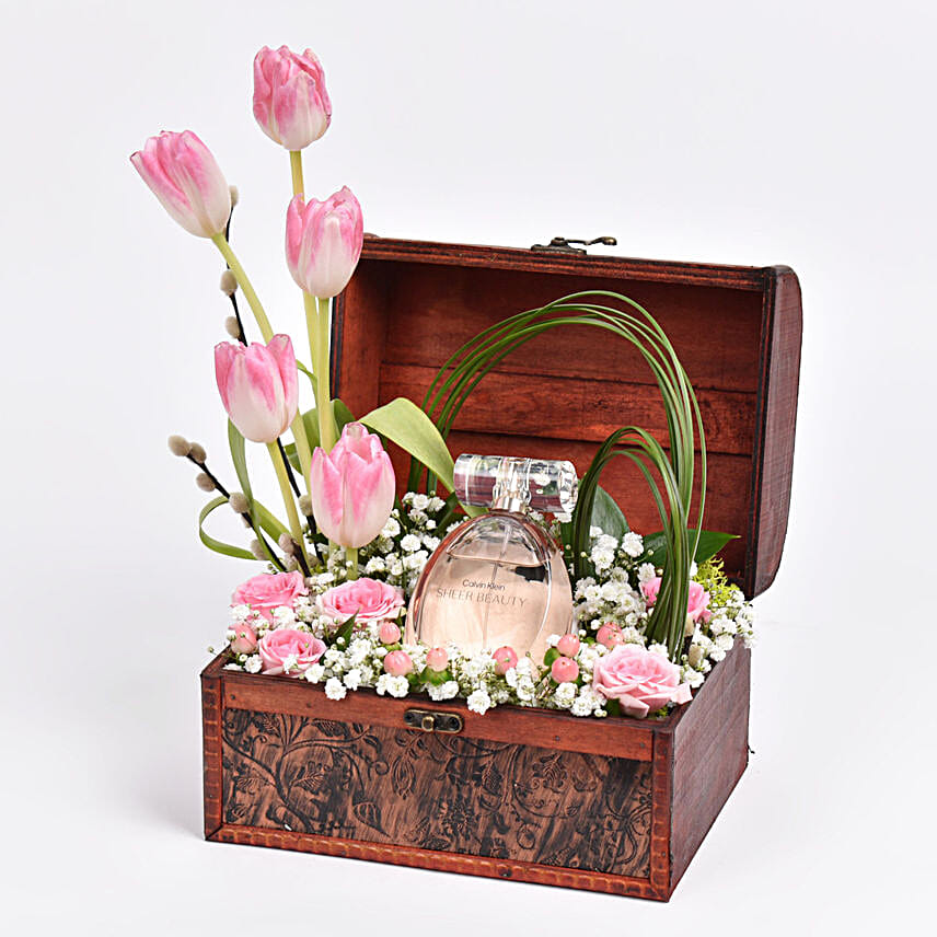 Tulip treaure chest with perfume for her