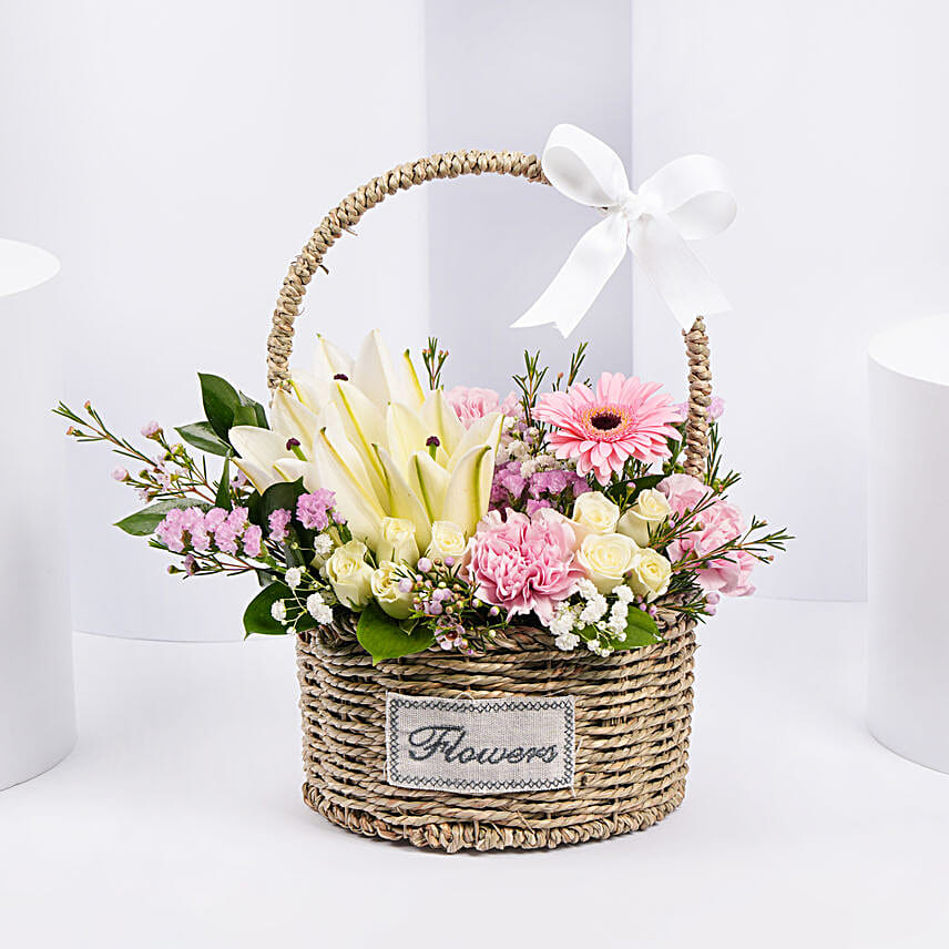 Basket Arrangement Of Gorgeous Flowers