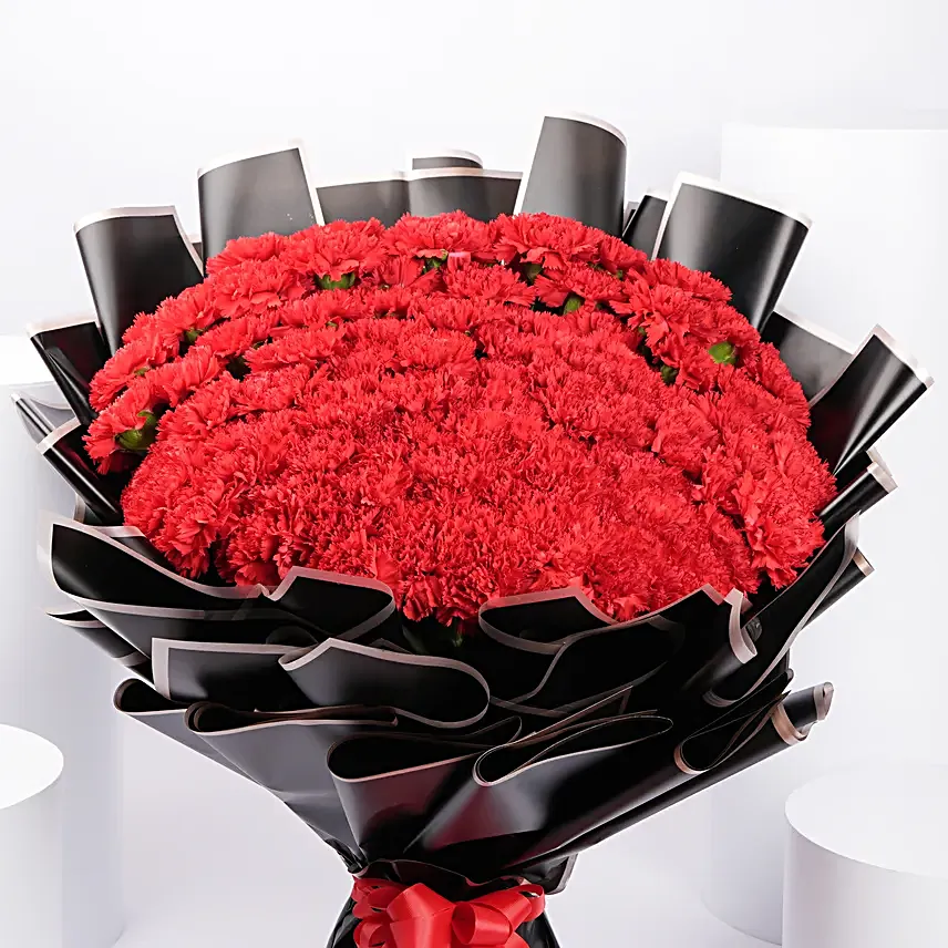 100 Red Carnations Bouquet