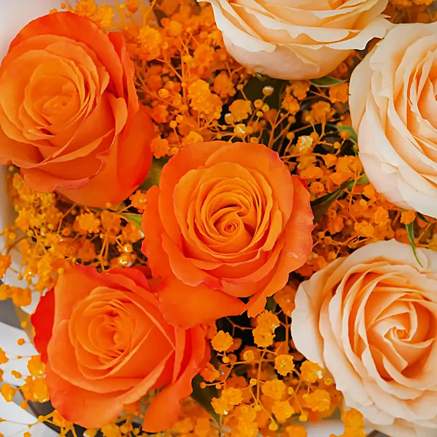 Orange and Peach Roses Bouquet