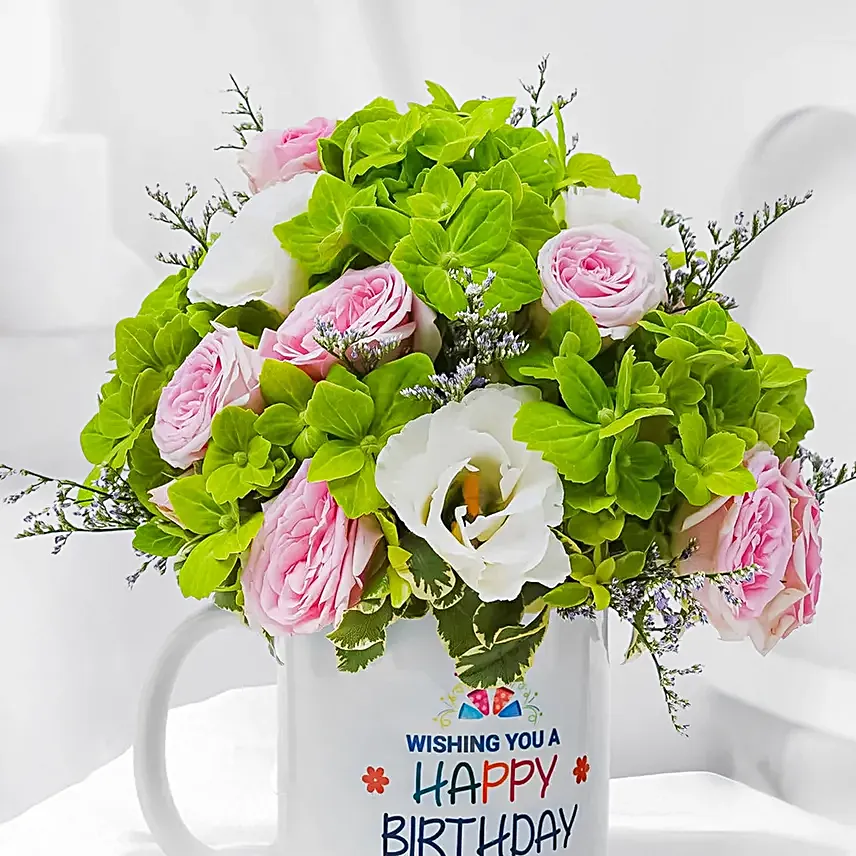 Birthday Wishes Floral Mug Arrangement
