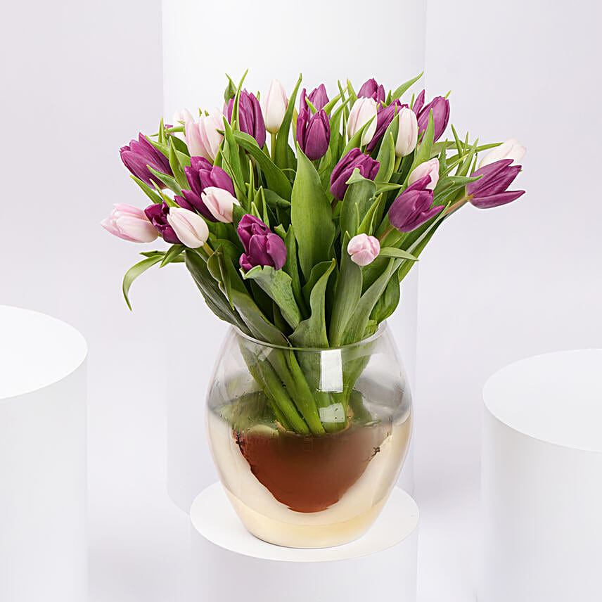 Mix Tulips in Premium Vase