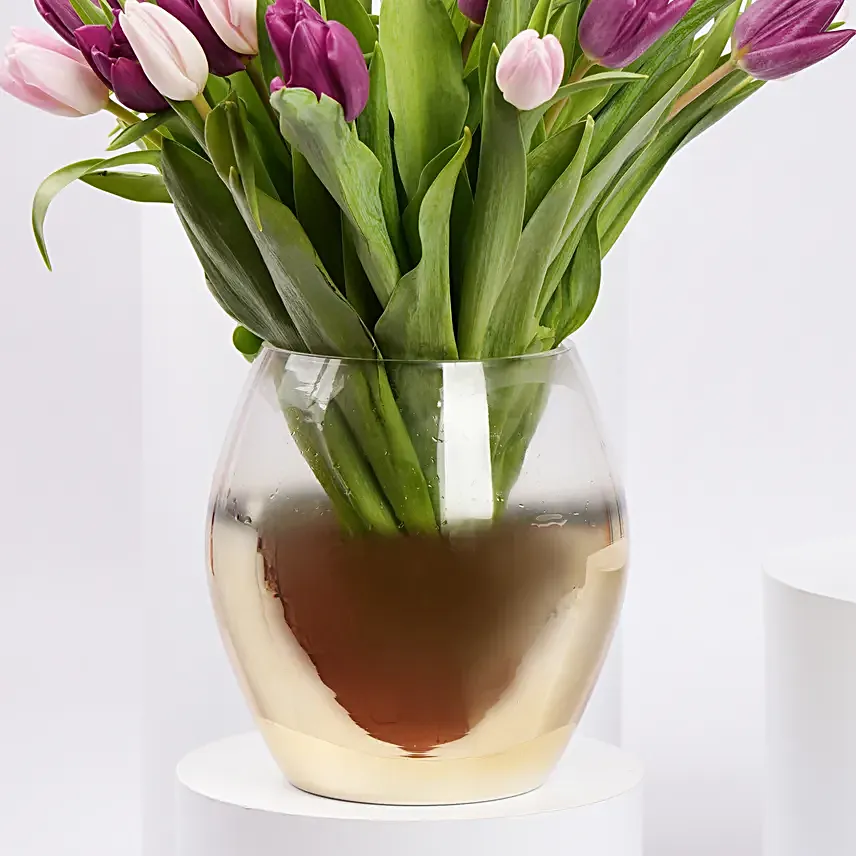 Mix Tulips in Premium Vase