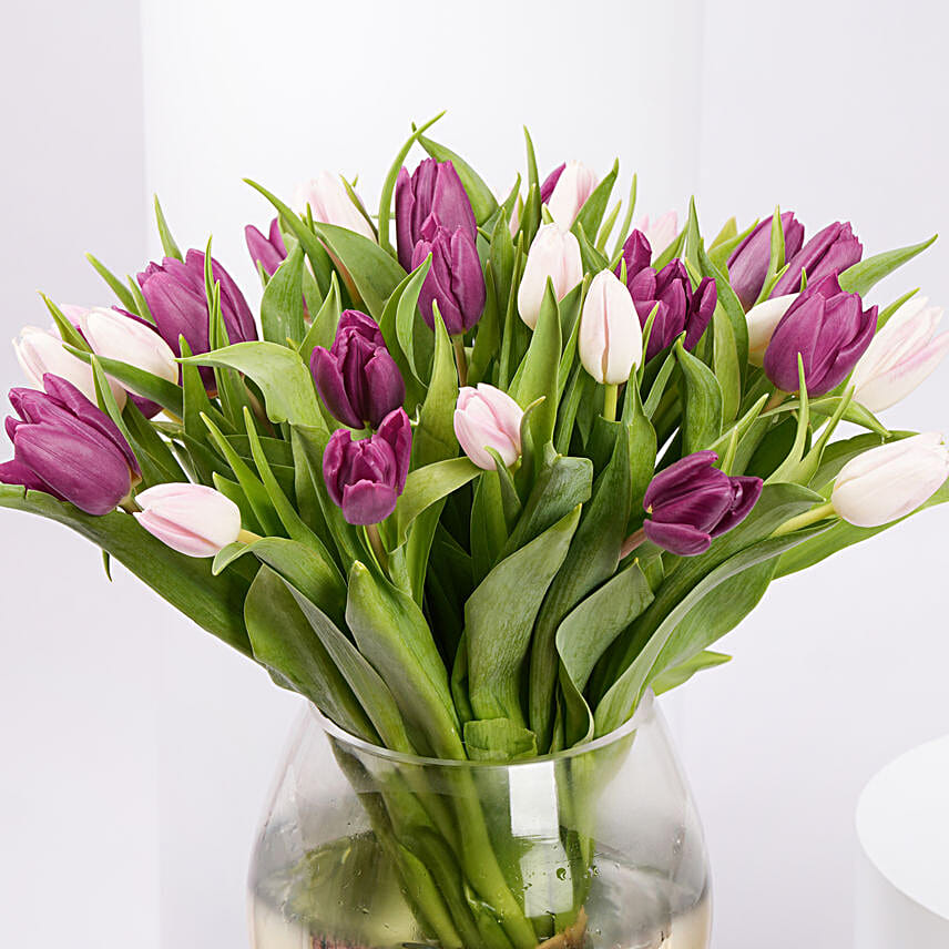 Mix Tulips in Premium Vase
