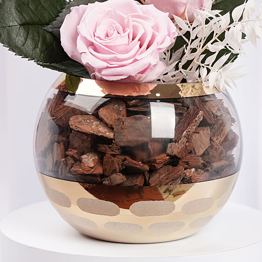 Duo of Pink Preserved Rose in Premium Vase