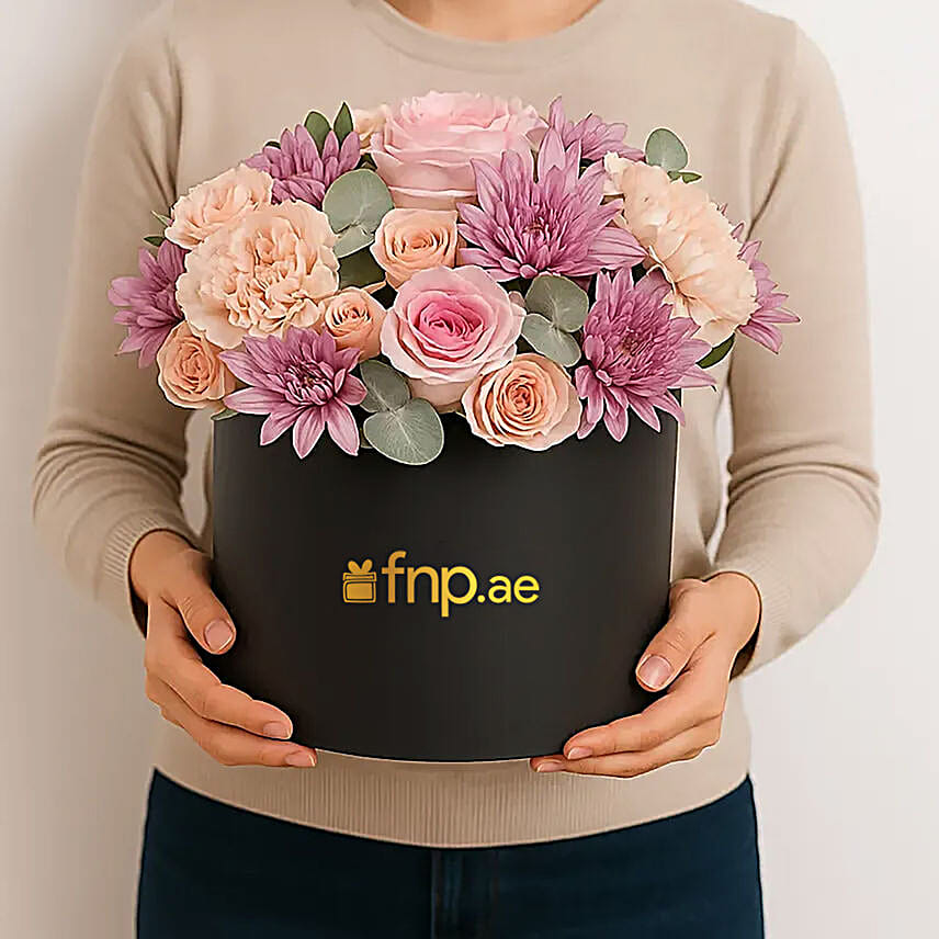 Elegant Flower Arrangement in Black Box