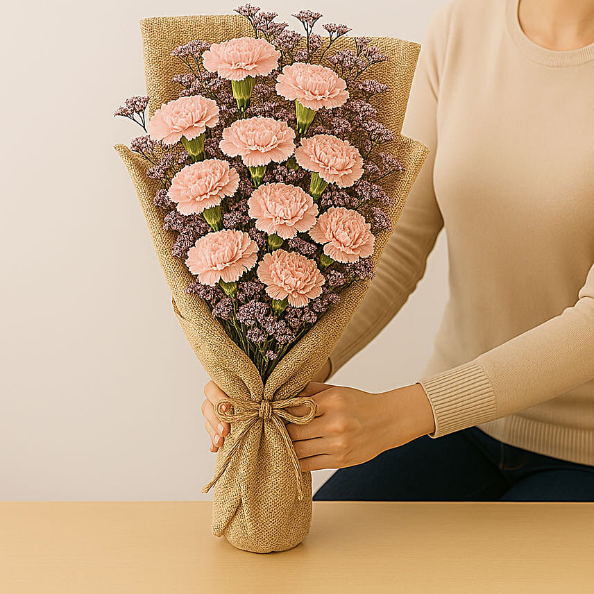 Lovely Pink Carnations Bouquet