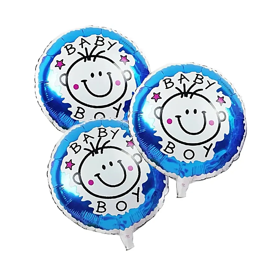 Blue and White Flower Arrangement With Balloons