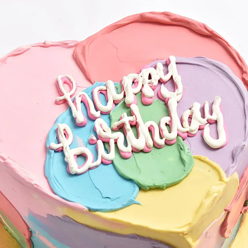 Colorful Heart Shaped Birthday Cake