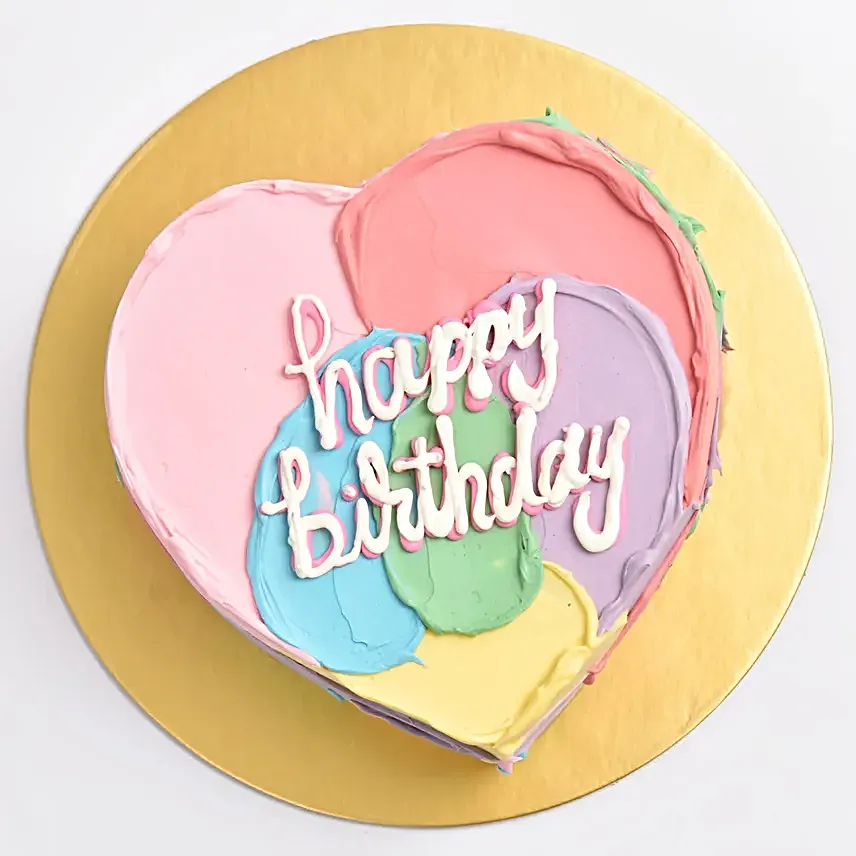 Colorful Heart Shaped Birthday Cake
