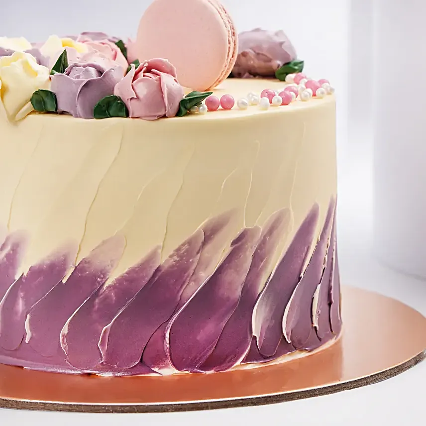 Flowers and Macaroon Chocolate Cake