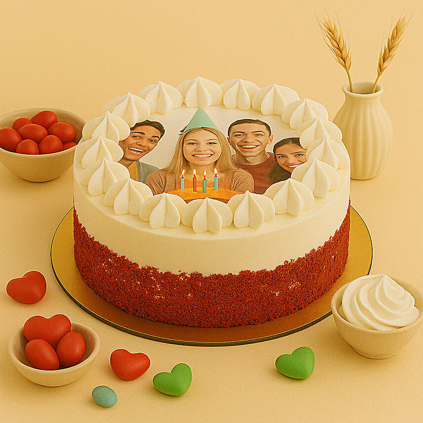 Red Velvet Photo Cake For Birthday Half kg