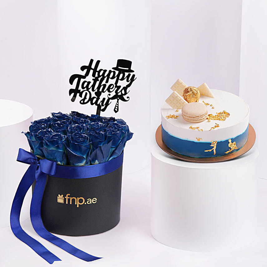 Royal Dad Blooms Box With Cake