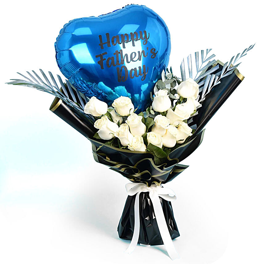 Happy Fathers Day Flowers with Balloon