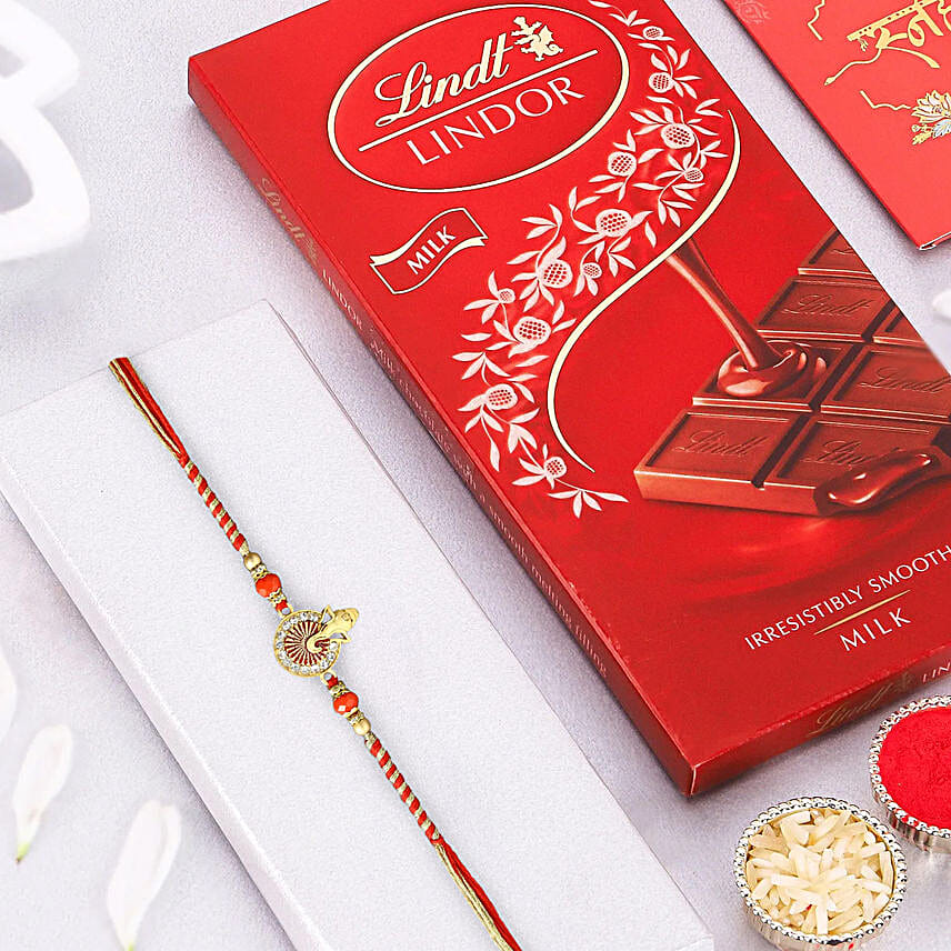 Ethereal Ganesh Harmony Rakhi With 1 Lindt Chocolate