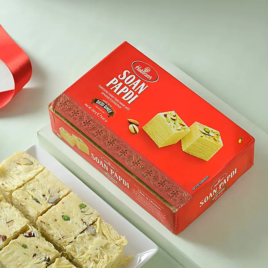Ethnic Stone Rakhi With Soan Papdi