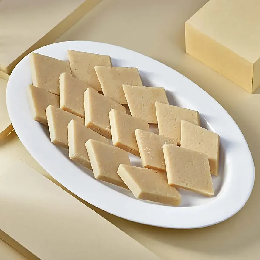 Navratan Sleek Designer Rakhi With Kaju Katli