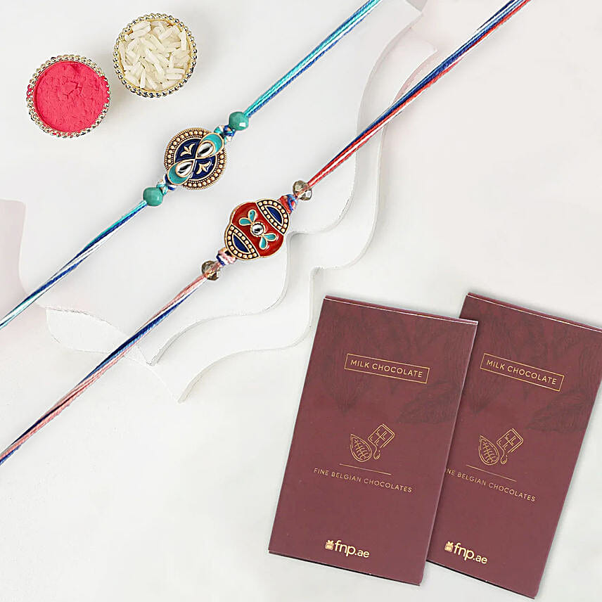Cultural Bond Ethnic Rakhi Set2 Fnp Chocolate
