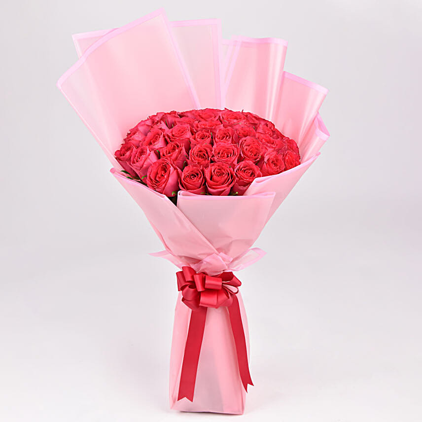 35 Dark Pink Roses Designer Bouquet