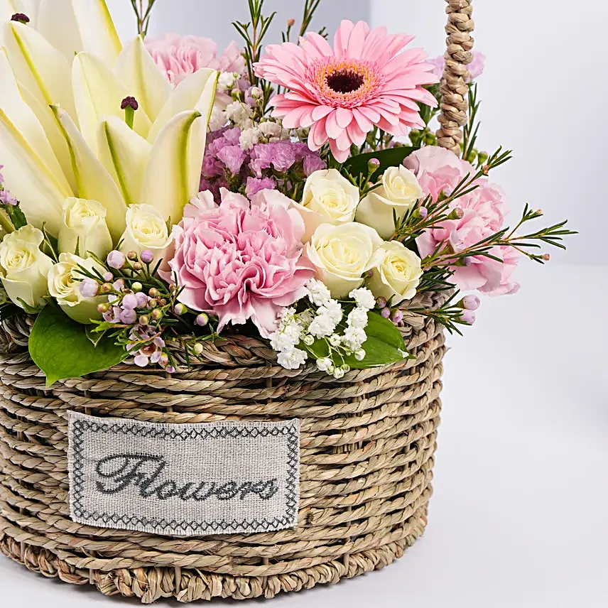 Basket Arrangement Of Gorgeous Flowers