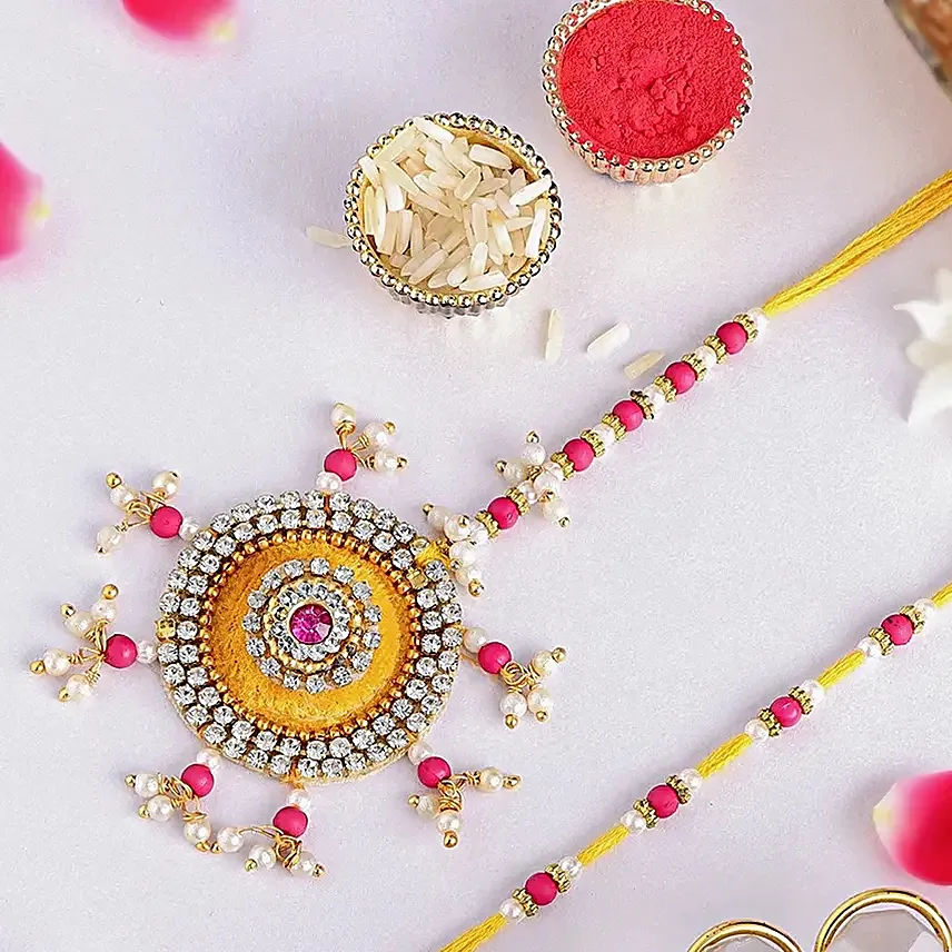 Bhaiya Bhabhi Beads Rakhi N Motichoor Laddoo